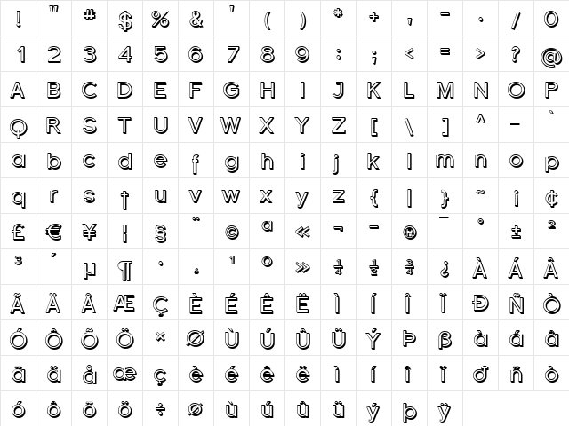Florencesans Shaded Regular  glyph index