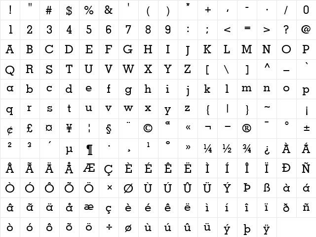 JaakSSK Regular  glyph index