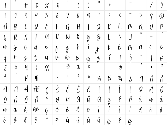 little pumpkin Regular  glyph index