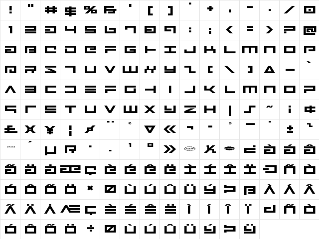 Avenger Expanded Expanded  glyph index