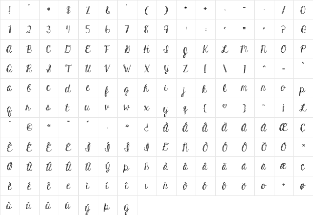 KG Hard Candy Striped Regular  glyph index