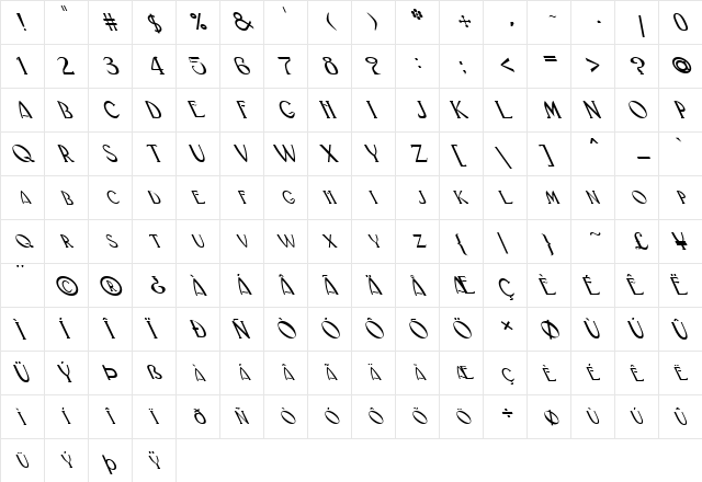 FZ BASIC 33 LEFTY Normal  glyph index
