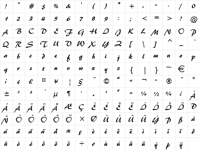 Brushstroke35 Normal  glyph index