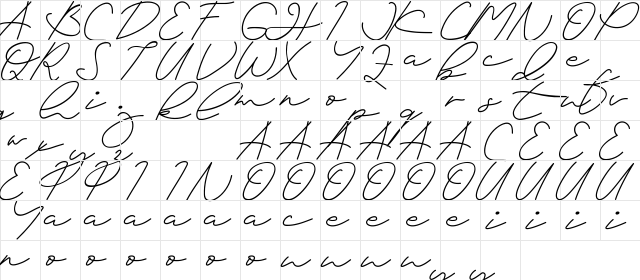 Dreamy Melodies Demo Regular  glyph index