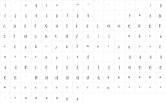 Cutie Cupid - Personal Use Regular  glyph index