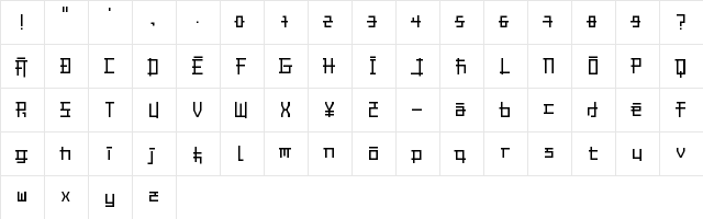 Jap-Karen 2 Regular  glyph index