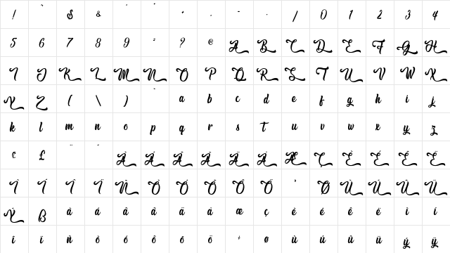 Hallo Oyster - Personal Use Regular  glyph index