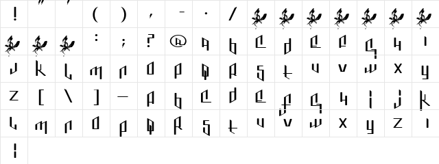 Jenice Regular  glyph index