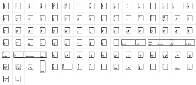 KeyFontUSA Bold  glyph index