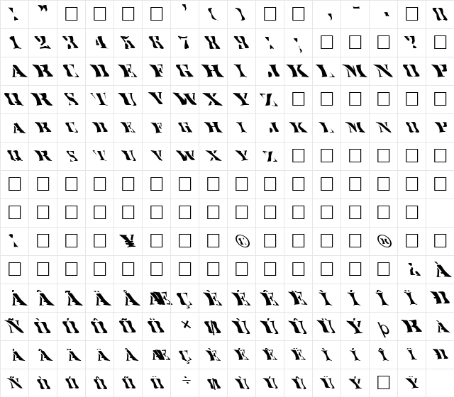 FZ WARPED 17 LEFTY Normal  glyph index