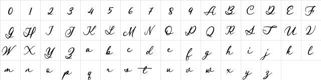 Royal Stamford demo Regular  glyph index