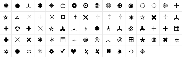 FFDingbats SignsOne  glyph index