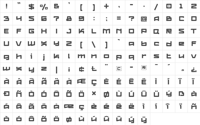 Logofontik 4F Stripes  glyph index