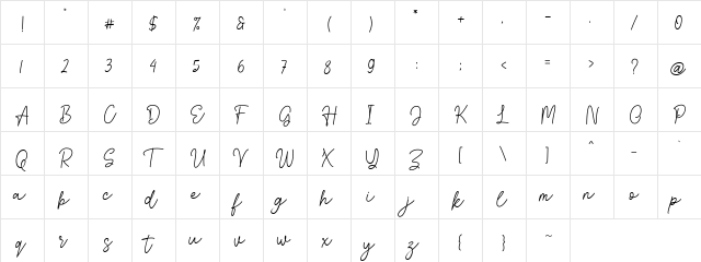 Talliya Regular  glyph index