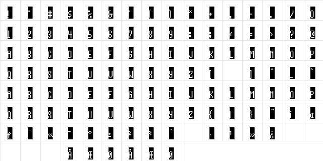 Way beyond blue Regular  glyph index
