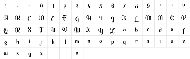 Mڦita Regular  glyph index