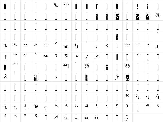 Canyou Medium  glyph index