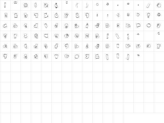 Doodle Denim Regular  glyph index