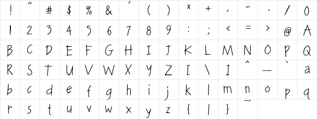 PC Lorisans Regular  glyph index