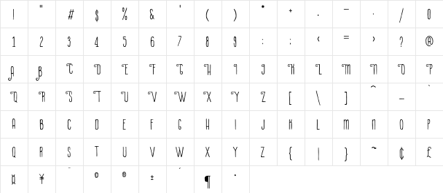 La Petitenget La Petitenget  glyph index
