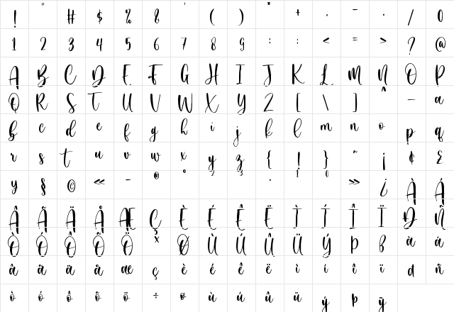 White Bowling Regular  glyph index