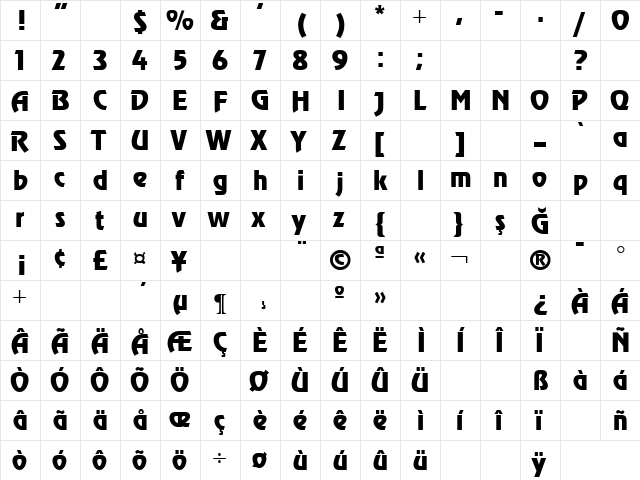 Rainbow Normal  glyph index