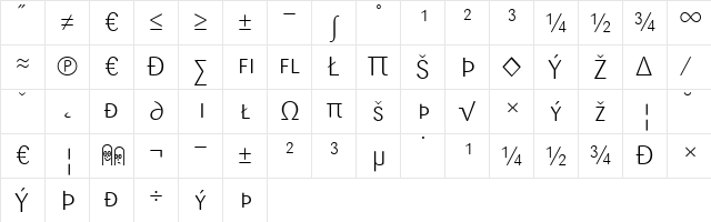 Sari Light  glyph index
