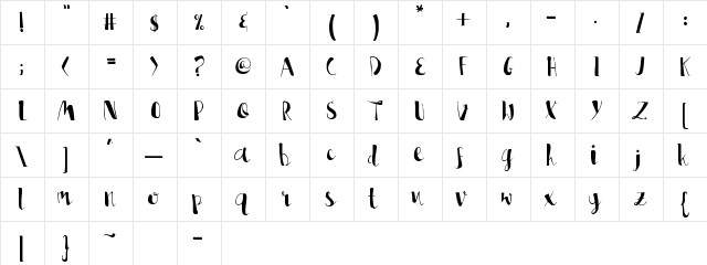 Lisa Marie Regular  glyph index