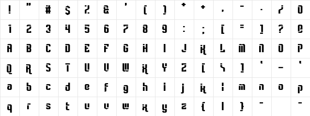 Rampant Regular  glyph index