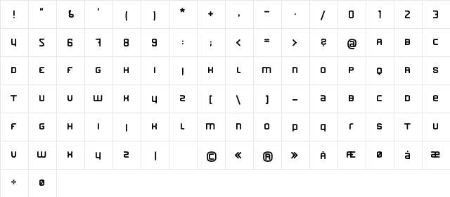 Finder Regular  glyph index
