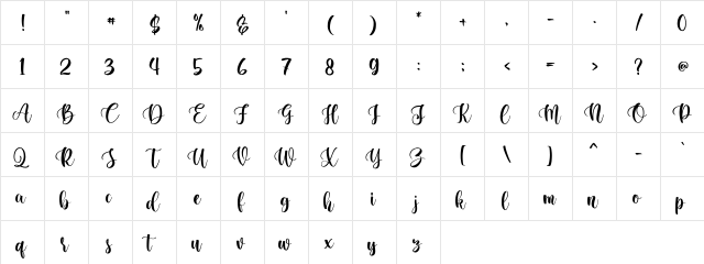 Miracle Day Regular  glyph index