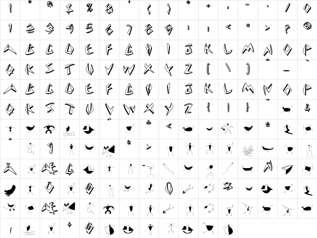 Cuneate Regular  glyph index