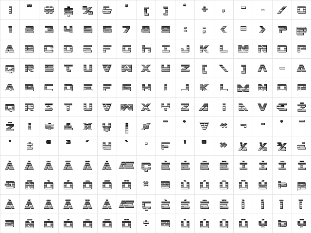 Trans-America Chrome Regular  glyph index