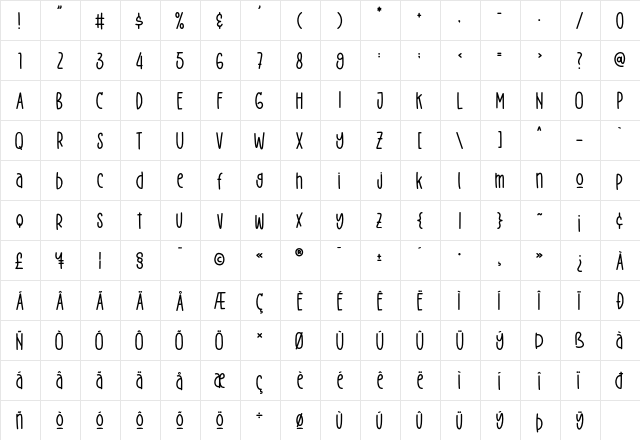 Delight Love Regular  glyph index