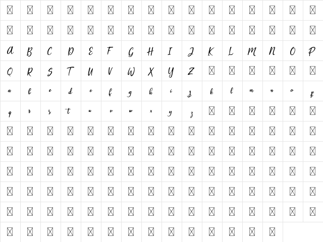 Artopyl Demo Regular  glyph index