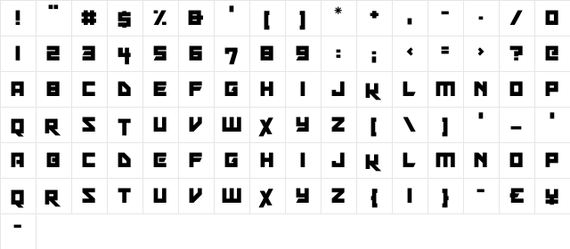 Xen Galaxy Regular  glyph index