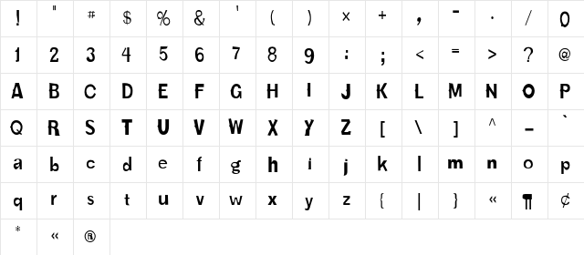 Karloff Regular  glyph index