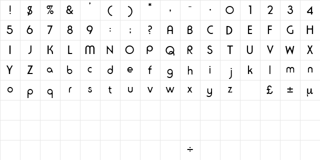 SeriusSSK Regular  glyph index