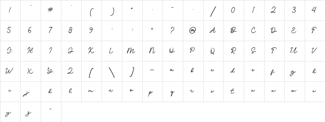 Devinta Regular  glyph index
