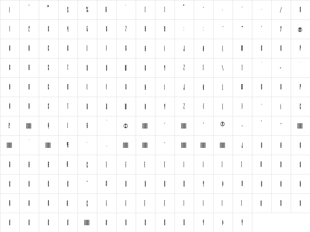 Barcode Regular  glyph index