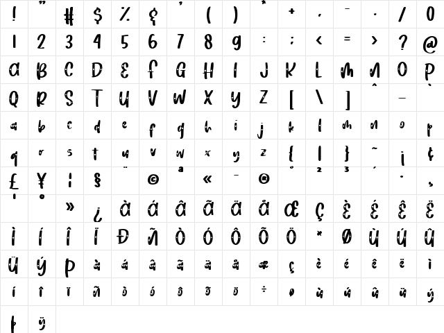 Heart Love Version Regular  glyph index