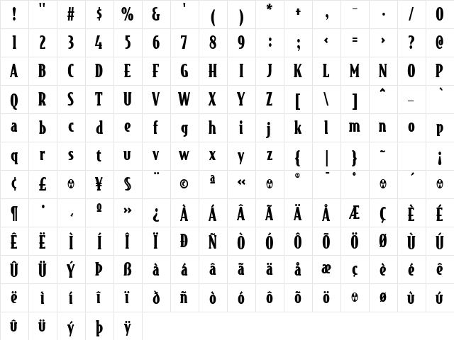 BodegaSerif Black  glyph index