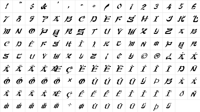 FZ UNIQUE 46 ITALIC Normal  glyph index
