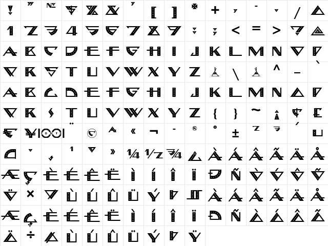 Bellhop NF Regular  glyph index