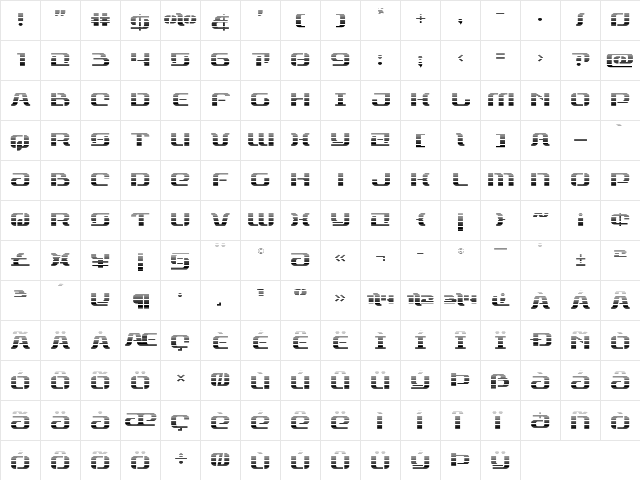 Range Paladin Gradient Regular  glyph index