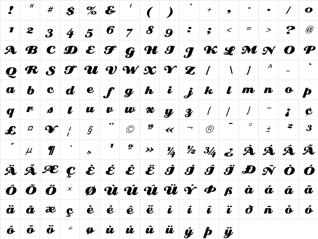 Eclat ICGAlternate  glyph index