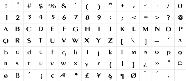 Sailor Wd Regular  glyph index