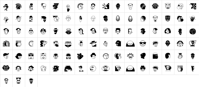 MiniPics LilFaces  glyph index