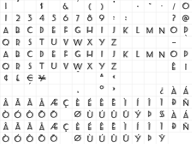 SeasideResortNF Regular  glyph index