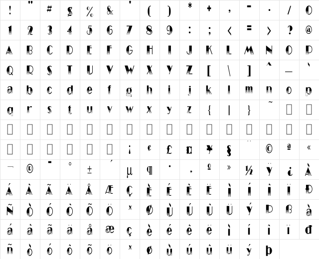 BD Miami Skyline Regular  glyph index